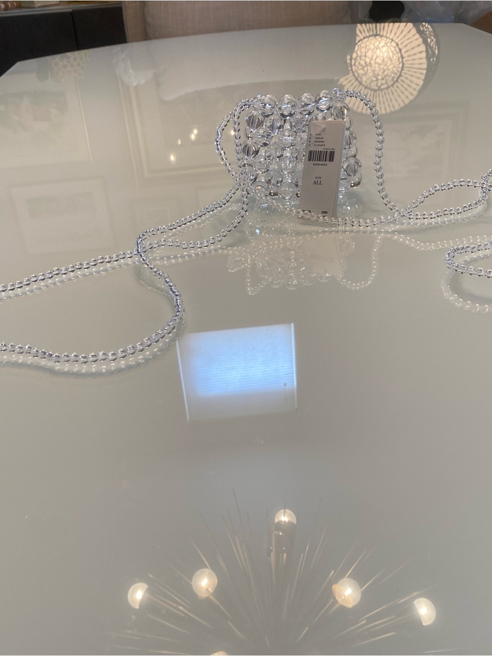 NWT Anthropologie Clear Beaded Micro Mini Crossbody Bag Purse Charm